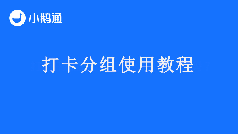 打卡分组使用教程